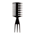 Professional black double-sided hair comb with wide wave teeth and styling hair pick - Multifunctional Wave Tooth Pick Comb (NO.6)