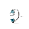 Titaniumstalen hoefijzer neusring met blauwe maansteen klauw en 10mm diameter maat - Blauw (4#)