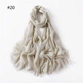 Elegant silver metallic glitter scarf for women featuring a natural frayed edge finish - 20# Off-White