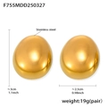 Detailansicht ovaler goldener Edelstahl-Ohrringe mit Höhen- und Breitenangaben - Gold Poliert