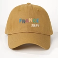 Gorra de béisbol de algodón caqui con estampado France 2024, sombrero de sol con estilo - Amarillo Jengibre