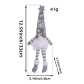 Grey snowflake patterned Christmas gnome plush doll with LED lights weighing 41g - Glowing Long Leg Gnome / Gray