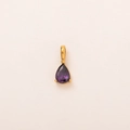 Golden 18K gold-plated teardrop pendant with a faceted dark purple birthstone - February 3-Prong Teardrop Pendant Only (Without Chain)