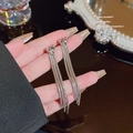 Eleganti orecchini a cuore in argento S925 con lunghe nappe a catena a serpente - Frangia a Catena Serpente con Cuore Argento (E0409)
