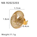 Detail shot of golden spiral hollow ring with measurements showing 11.1g weight - Adjustable Open / Spiral Coil Style (NB-R2023203)