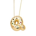 Gold balloon letter Q pendant necklace with colorful cubic zirconia on a delicate chain - Style Q