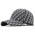 Damen Baseballkappe in Schwarz-Weiß Jacquard mit Wiederholungsmuster und gebogenem Rand - Schwarz