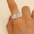 Spreading Wings Butterfly (White K S428) Silver