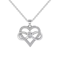 Silver-plated heart necklace with infinity symbol and clear sparkling center stone - Xl-80 [white Gold]
