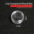 Clear 2.5g plastic nail art storage jar measuring 2.7cm wide by 1.4cm high - 2.5g Transparent Round Box (1.4*2.7cm)