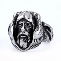 Vintage Viking Odin ring voor heren van roestvrij staal in een antieke zilveren afwerking - US 7 / Antiek Zilver