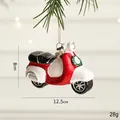 Red and white Christmas scooter hanging ornament with wreath detail, 12.5cm festive decor - Motorcycle Single Pack