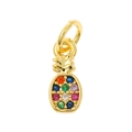 Golden pineapple pendant accessory with colorful gemstones and a sturdy spring clasp - Pineapple - Gold/Rainbow
