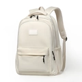 Mochila blanca minimalista para estudiantes con gran capacidad y material impermeable liso - Blanco neutro