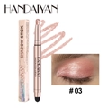 Dual-ended eyeshadow stick in pearly pink shade #03 with smudger sponge and color swatches - 3#
