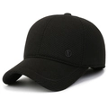 Schwarze Herren-Baseballkappe aus Wolle mit Ohrenschutz und strukturierter Textur - Verstellbar / Schwarz