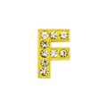 Golden 8mm letter F rhinestone charm for DIY wristbands and jewelry making - 8mm Gold Rhinestone Letter-F