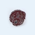 Detailed view of dark brown poodle enamel pin with silver metal outlines and curly hair texture - 16-Brown Poodle/Teddy