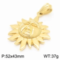Vintage golden sun totem pendant in stainless steel, 52x43mm size for street style - Gold Sun God Statue (KP40877-D)