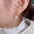 Minimalist pearl drop earrings with gold hooks and white round pearls for women - 925 Silver / Large / Gold White Pearl