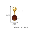 18k gold plated stainless steel lobster clasp pendant with a brown agate stone bead - Gold Round Dark Brown Agate Pendant (D151-5)