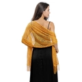 Elegant ginger yellow lace shawl with hollow floral patterns and long fringe tassels - Ginger Yellow