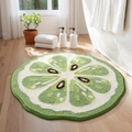 Tappeto da bagno rotondo a fetta di kiwi, morbido peluche verde antiscivolo - 80*80cm / Estate al lime