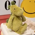 Soft grass green dinosaur plush toy with dark green back plates in a sitting pose - Green Dinosaur / 30cm