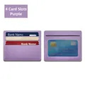 Purple faux leather card holder with four slots and a transparent ID window - 4 Slots Window Style / Taro Purple