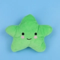 Star-shaped green plush toy with cute embroidered smiley face for dogs and cats - Cyan Star
