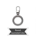 Circular gunmetal replacement zipper puller with swivel spring hook for bags - Round - Gunmetal
