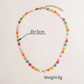 Detailed view of colorful heart enamel necklace with 35 plus 3cm length and 8g weight - Heart Necklace 029 Only