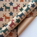 Christmas reindeer and stars pattern on thick kraft gift wrapping paper roll - 50*70 / Christmas Deer Kraft