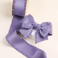 Ruban en satin violet élégant avec bords plissés pour nœuds de cheveux et couture - 2,5 CM (10 Yards/Rouleau) / Mauve Hibiscus
