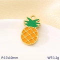 Pineapple fruit charm pendant in yellow enamel for DIY jewelry, 17x10mm size - Grid Pineapple (KLJ10783-ZLA)