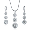 Silver teardrop jewelry set featuring a gradient zircon necklace and earrings in silver finish - Necklace and Earring Set / White