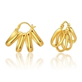 Pendientes de aro elegantes bañados en oro de 18 quilates con acabado metálico pulido - Oro de 18K / Óvalo Entrelazado de Varias Capas Dorado (KE0340)