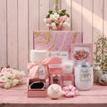 Pink Spa Gift Basket with marble box, marble mug, scented candle, and bath accessories - 21*21*10 / New Pink 01