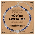 Lapis lazuli beaded heart pendant bracelet on a decorative You Are Awesome gift card - Lapis Lazuli