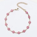 18K gold-plated stainless steel bracelet with twelve pink enamel glitter beads - Bracelet 17+5cm / Gold + Pink