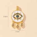 Gold Evil Eye pendant with colorful zircon stones and champagne charms, 1.7cm x 3.4cm - Gold Evil Eye with Champagne Teardrop Pendant (23-2)