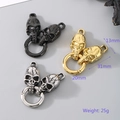 Tres cierres de metal con forma de calavera en negro, oro y plata para cadenas de DIY - Estilo Calavera / Color Acero
