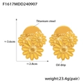 Gänseblümchen-Ohrringe aus Titanstahl mit gelber Öl-Tropf-Optik in 3,6cm Größe - Gold Gelb