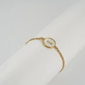 Bracelet minimaliste en acier inoxydable plaqué or 18K avec breloque lettre I - Lettre I - Nacre Blanche
