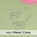 Silver-plated leaf pendants for DIY jewelry making, sized 30mm by 13mm with realistic texture - Branch Leaf Pendant / Silver