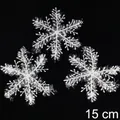 Detailed view of 15cm iridescent snowflake ornaments with white frames for Christmas decor - [Snowflake] 15cm (Pack of 3)