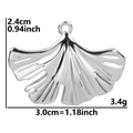 Pendente foglia di ginkgo argento dimensioni 2,4cm x 3,0cm e peso 3,4g per gioielli DIY - Ciondolo Argento