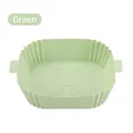 Light green square silicone air fryer liner with wavy edges and handles on white background - Square Green