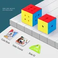 Magnetic 2x2 and 3x3 speed cube set with tutorial book and display stands - 2x2 3x3 Stickerless Set
