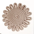 Handmade woven cotton rope flower-shaped placemat in a neutral light brown grey color - Khaki